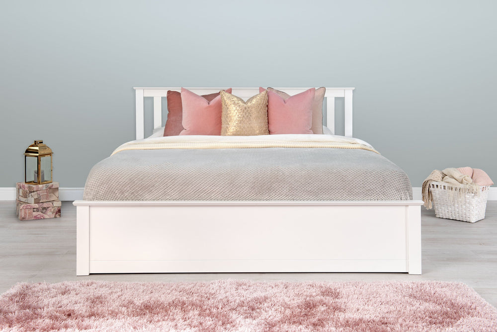 Chester Bright White Ottoman Storage Bed Frame - 6ft Super King - The Oak Bed Store