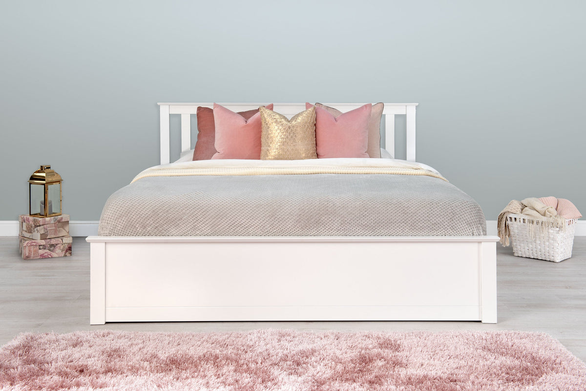 Chester Bright White Ottoman Storage Bed Frame - 6ft Super King - The Oak Bed Store