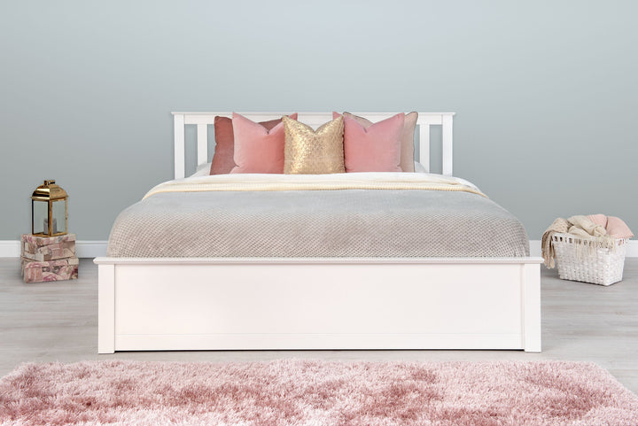 Chester Bright White Ottoman Storage Bed Frame - 6ft Super King - The Oak Bed Store
