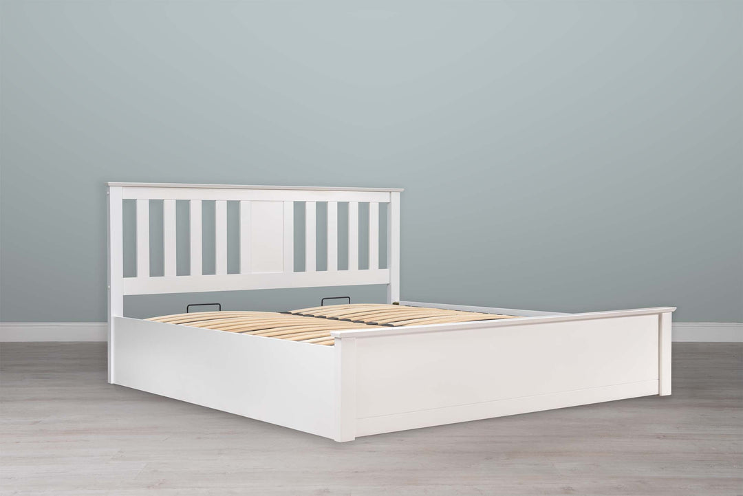 Chester Bright White Ottoman Storage Bed Frame - 6ft Super King - The Oak Bed Store