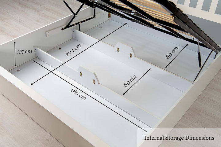 Chester Bright White Ottoman Storage Bed Frame - 6ft Super King - The Oak Bed Store