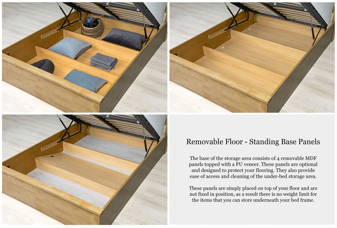 Chester Light Oak Ottoman Storage Bed Frame - 4ft6 Double - The Oak Bed Store