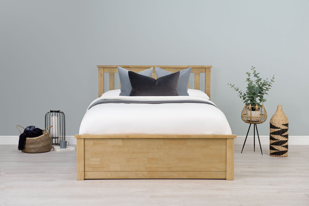 Chester Light Oak Ottoman Storage Bed Frame - 5ft King Size - The Oak Bed Store