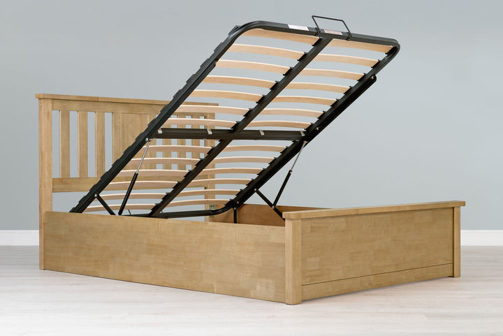 Chester Light Oak Ottoman Storage Bed Frame - 5ft King Size - The Oak Bed Store
