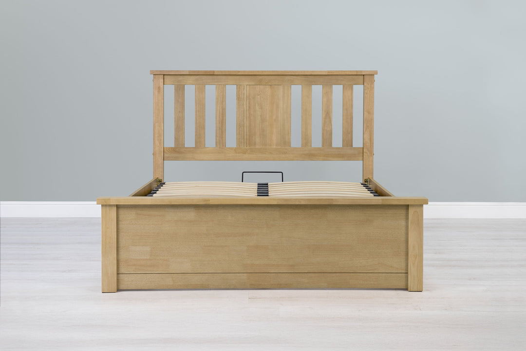 Chester Light Oak Ottoman Storage Bed Frame - 5ft King Size - The Oak Bed Store