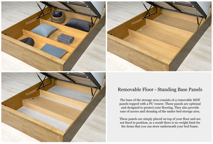 Chester Light Oak Ottoman Storage Bed Frame - 5ft King Size - The Oak Bed Store