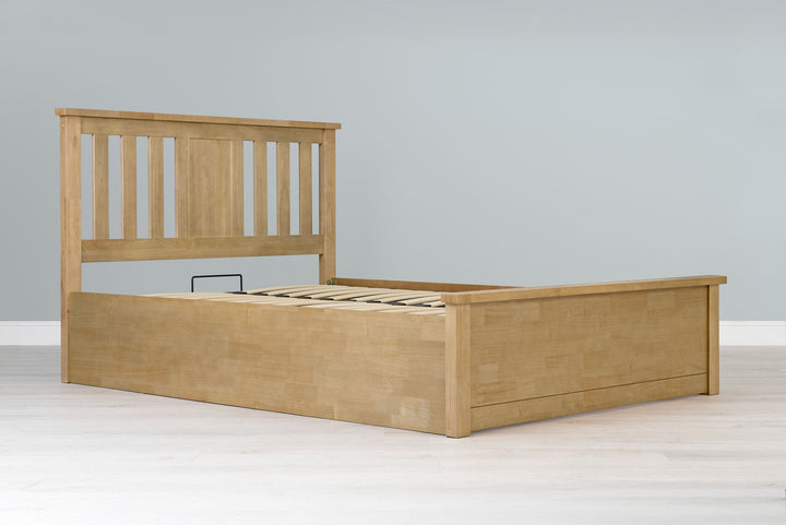 Chester Light Oak Ottoman Storage Bed Frame - 5ft King Size - The Oak Bed Store