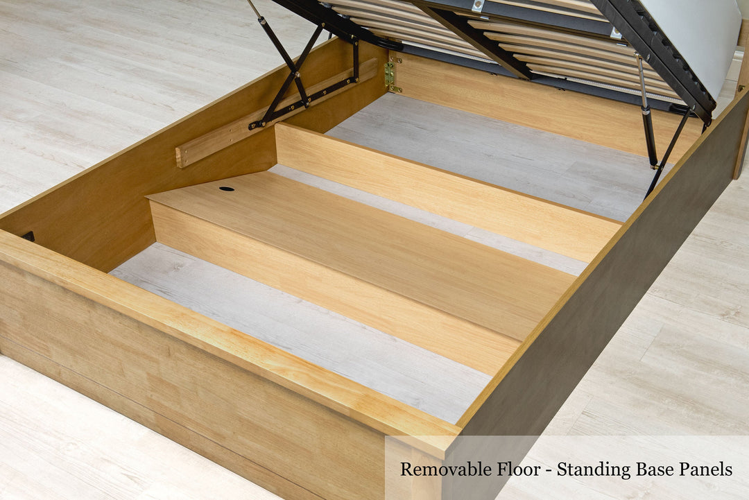 Chester Light Oak Ottoman Storage Bed Frame - 5ft King Size - The Oak Bed Store