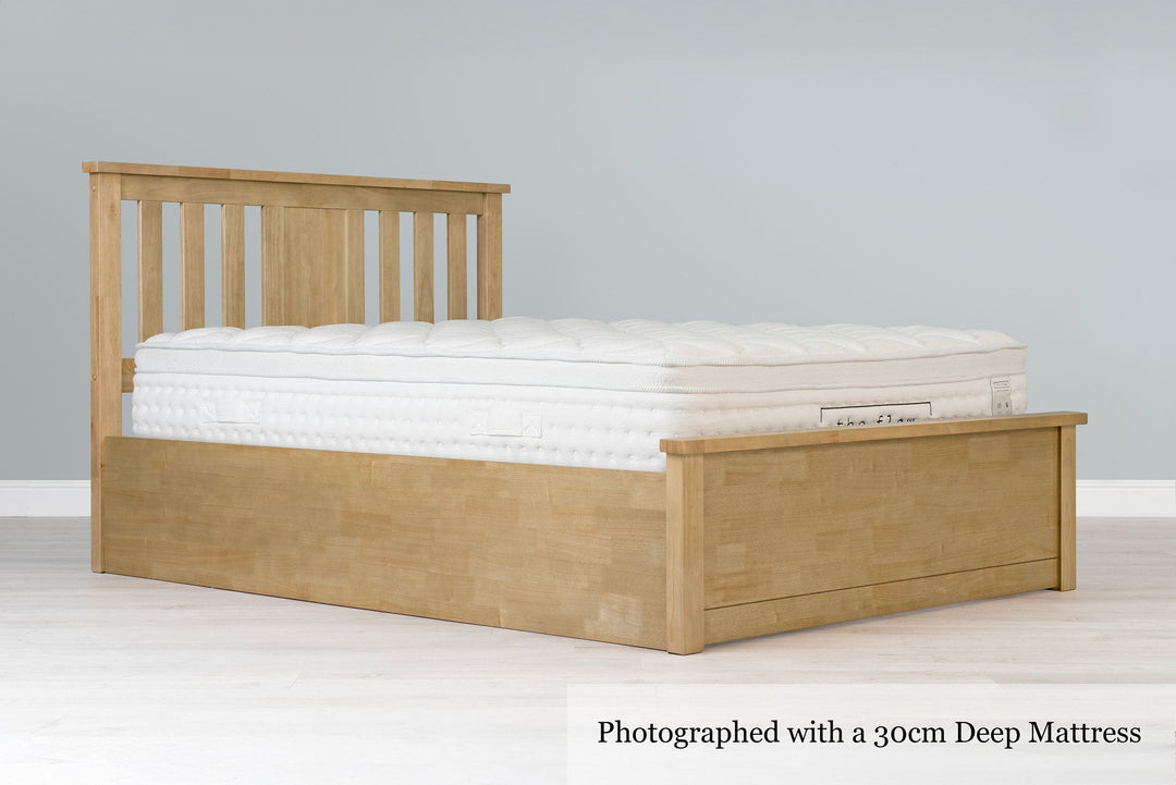 Chester Light Oak Ottoman Storage Bed Frame - 6ft Super King - The Oak Bed Store