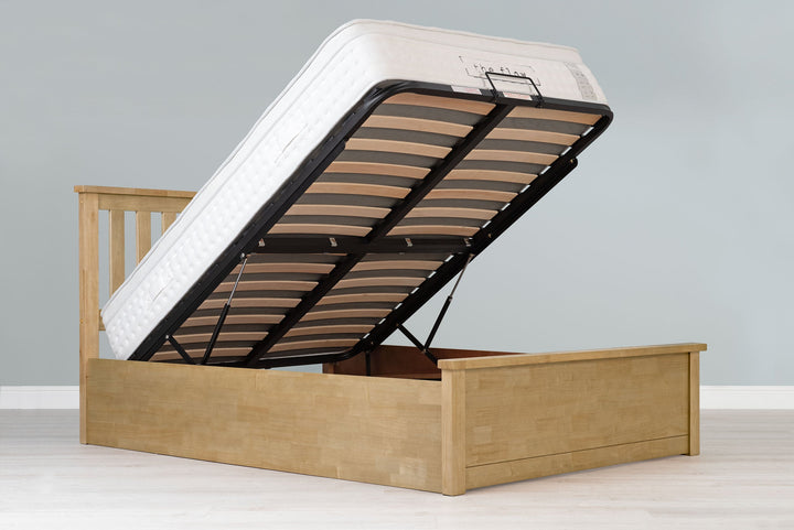 Chester Light Oak Ottoman Storage Bed Frame - 6ft Super King - The Oak Bed Store