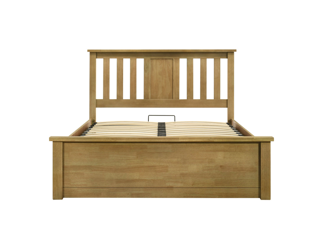Chester Light Oak Ottoman Storage Bed Frame - 6ft Super King - The Oak Bed Store