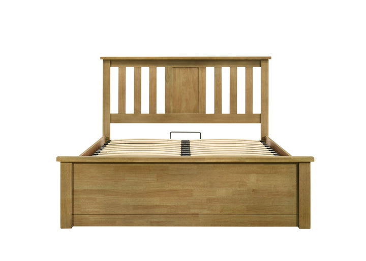 Chester Light Oak Ottoman Storage Bed Frame - 6ft Super King - The Oak Bed Store