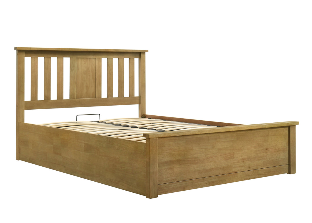 Chester Light Oak Ottoman Storage Bed Frame - 6ft Super King - The Oak Bed Store