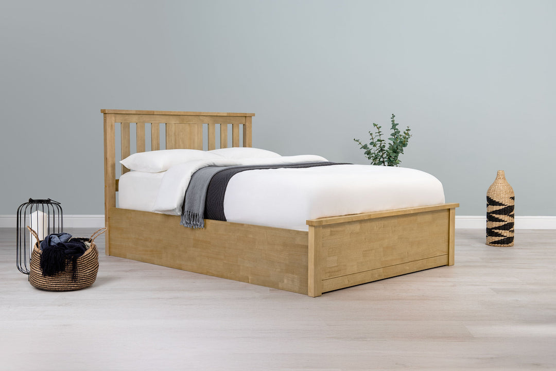Chester Light Oak Ottoman Storage Bed Frame - 6ft Super King - The Oak Bed Store