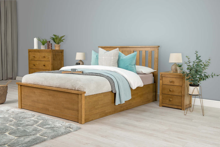 Chester Medium Oak 2 Over 3 Chest of Drawers - The Oak Bed Store