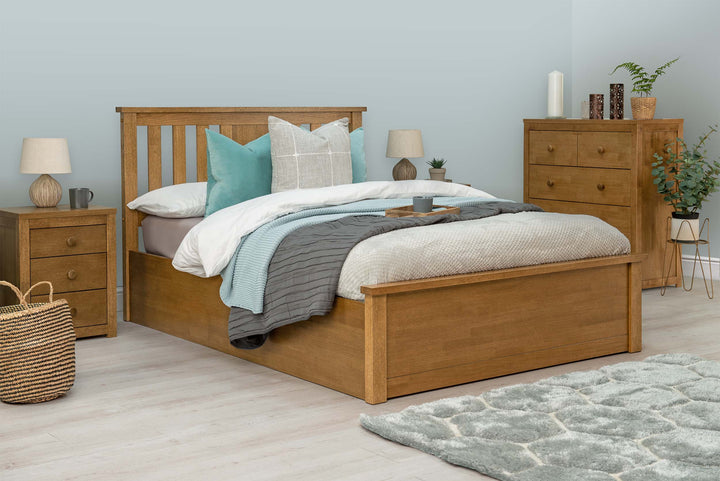 Chester Medium Oak 2+1 Bedside Table - The Oak Bed Store