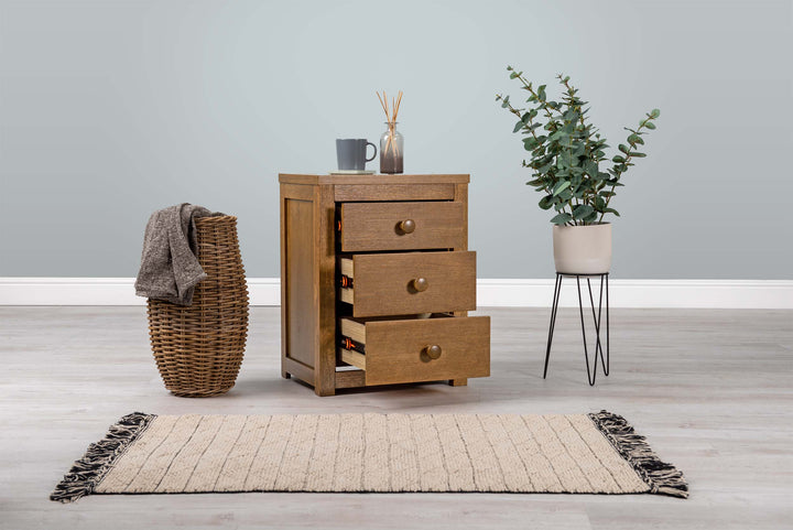 Chester Medium Oak 2+1 Bedside Table - The Oak Bed Store