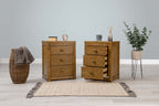 Chester Medium Oak 2+1 Bedside Table - The Oak Bed Store