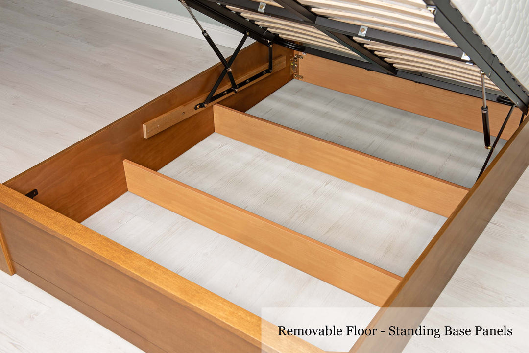 Chester Medium Oak Ottoman Storage Bed Frame - 4ft Small Double - The Oak Bed Store