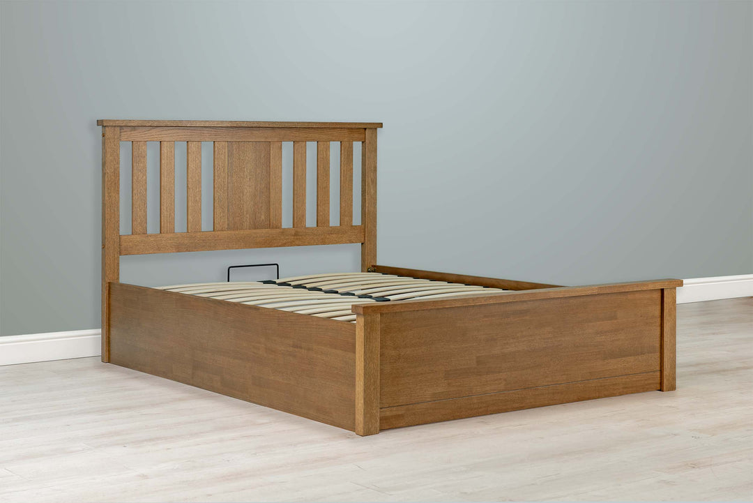 Chester Medium Oak Ottoman Storage Bed Frame - 4ft Small Double - The Oak Bed Store