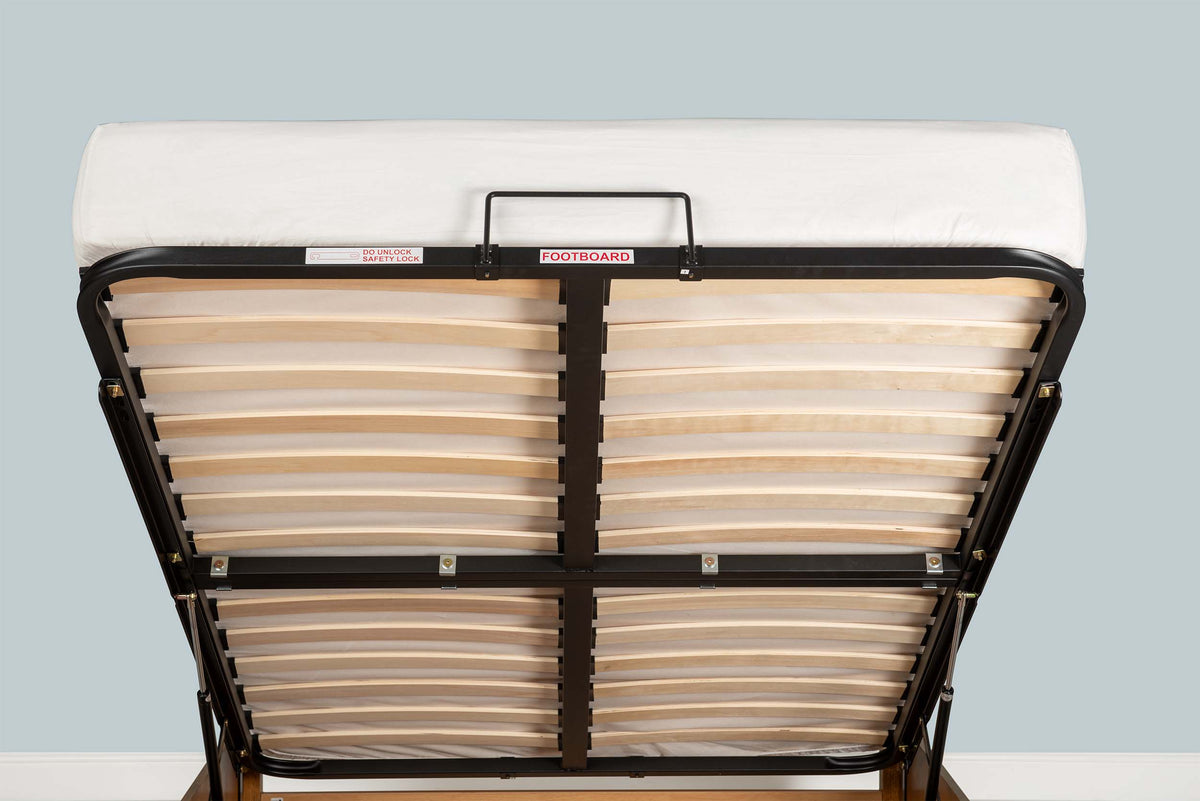Chester Medium Oak Ottoman Storage Bed Frame - 4ft Small Double - The Oak Bed Store