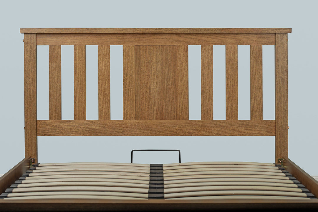 Chester Medium Oak Ottoman Storage Bed Frame - 4ft Small Double - The Oak Bed Store