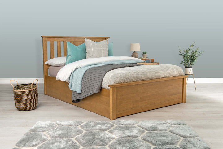 Chester Medium Oak Ottoman Storage Bed Frame - 4ft6 Double - The Oak Bed Store