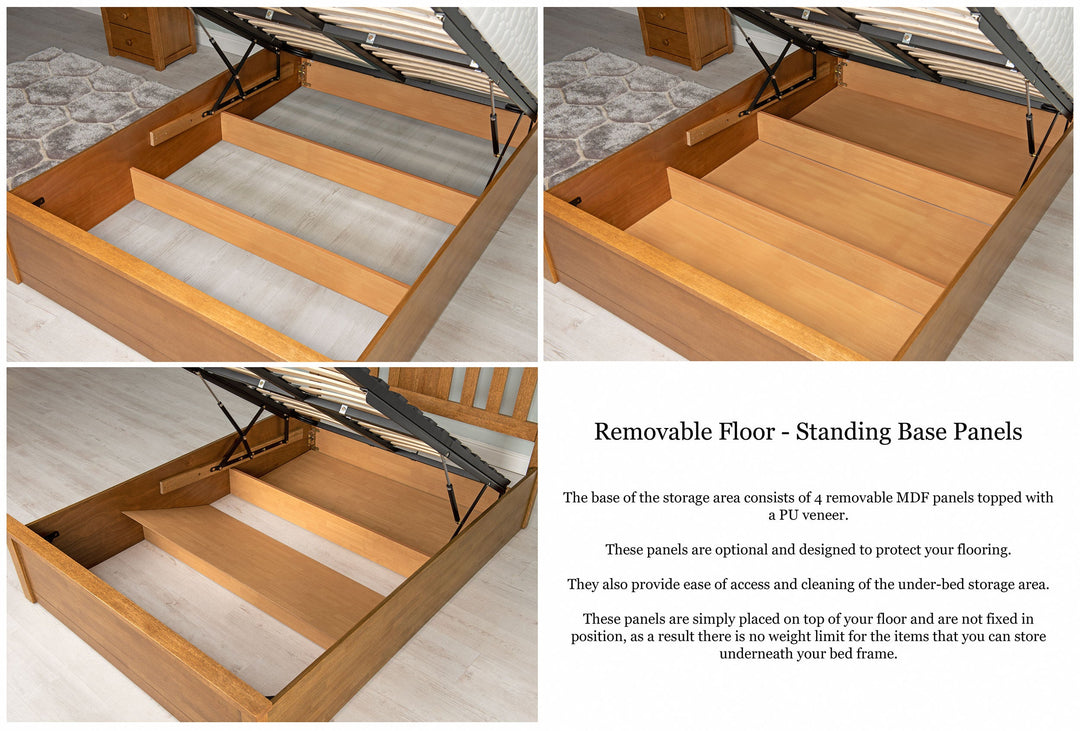 Chester Medium Oak Ottoman Storage Bed Frame - 4ft6 Double - The Oak Bed Store