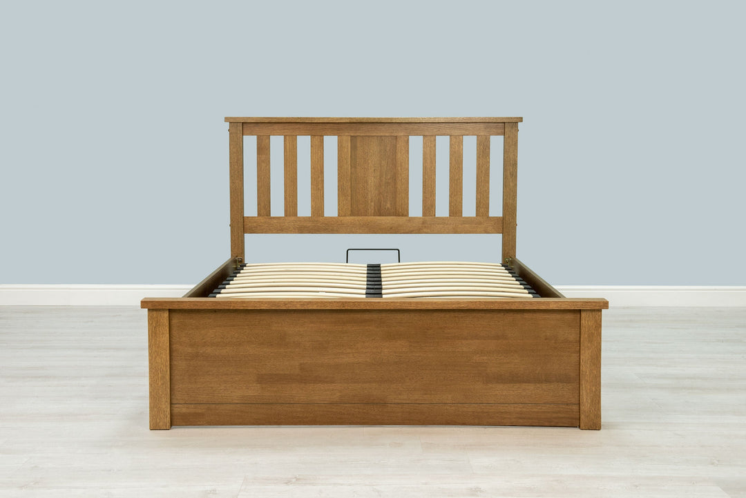 Chester Medium Oak Ottoman Storage Bed Frame - 4ft6 Double - The Oak Bed Store