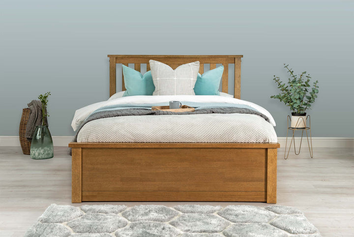 Chester Medium Oak Ottoman Storage Bed Frame - 4ft6 Double - The Oak Bed Store