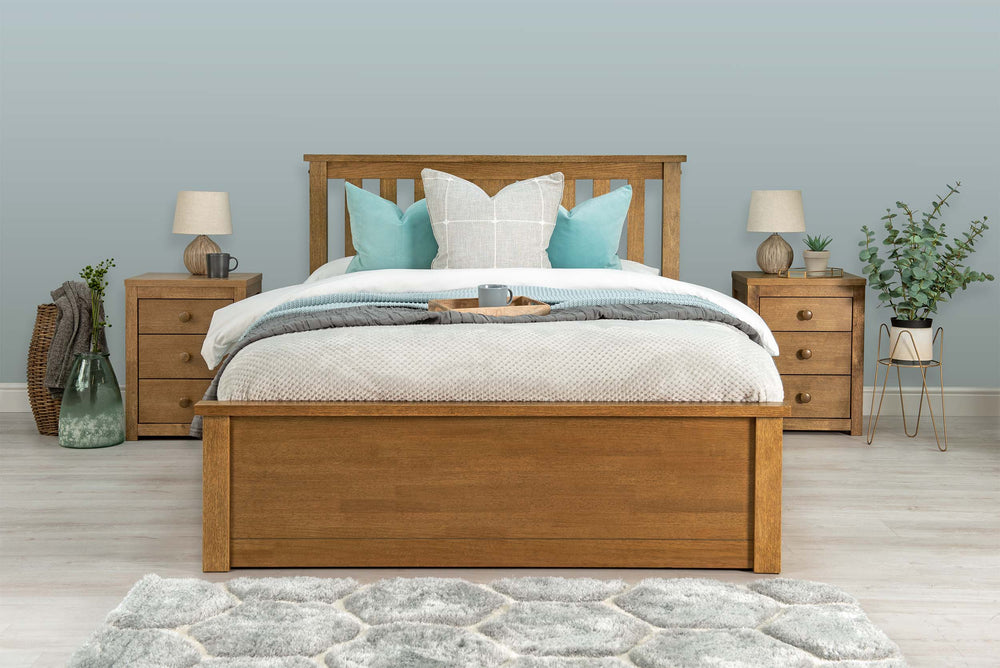 Chester Medium Oak Ottoman Storage Bed Frame - 4ft6 Double - The Oak Bed Store