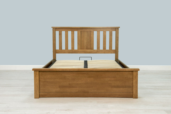 Chester Medium Oak Ottoman Storage Bed Frame - 5ft King Size - The Oak Bed Store