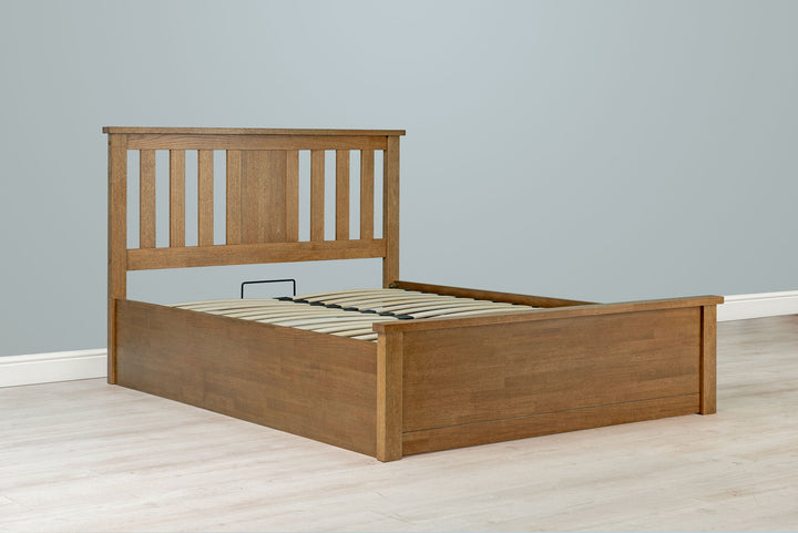 Chester Medium Oak Ottoman Storage Bed Frame - 5ft King Size - The Oak Bed Store