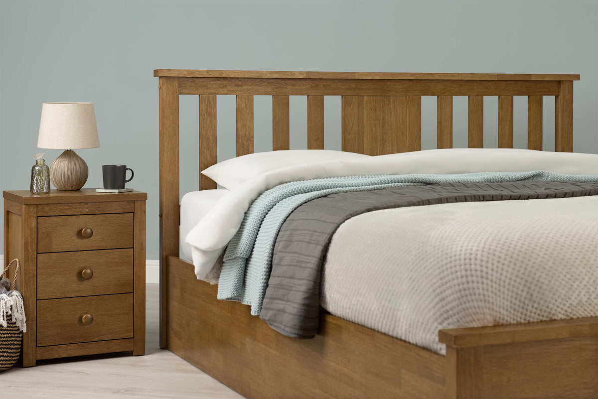 Chester Medium Oak Ottoman Storage Bed Frame - 6ft Super King - The Oak Bed Store