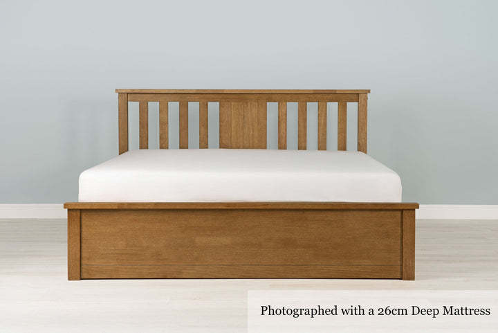 Chester Medium Oak Ottoman Storage Bed Frame - 6ft Super King - The Oak Bed Store
