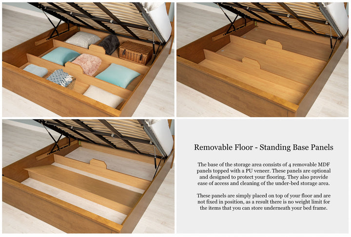 Chester Medium Oak Ottoman Storage Bed Frame - 6ft Super King - The Oak Bed Store