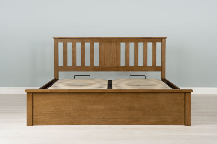 Chester Medium Oak Ottoman Storage Bed Frame - 6ft Super King - The Oak Bed Store