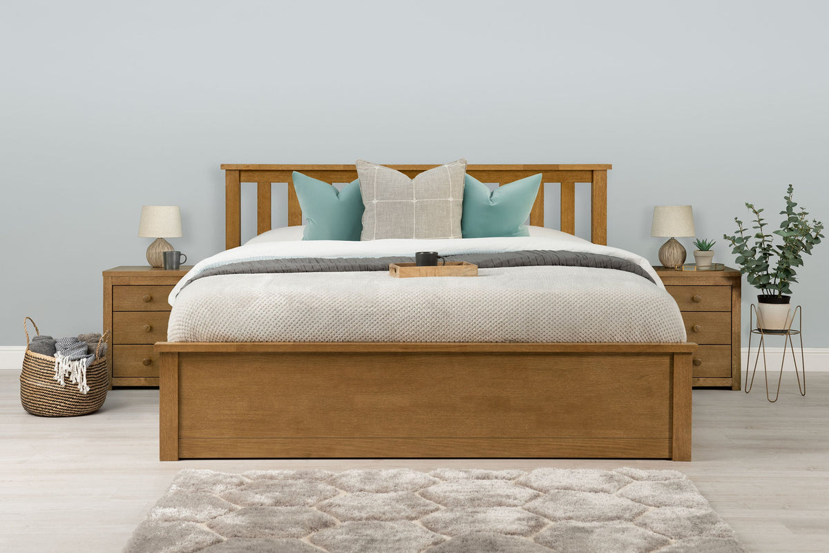Chester Medium Oak Ottoman Storage Bed Frame - 6ft Super King - The Oak Bed Store