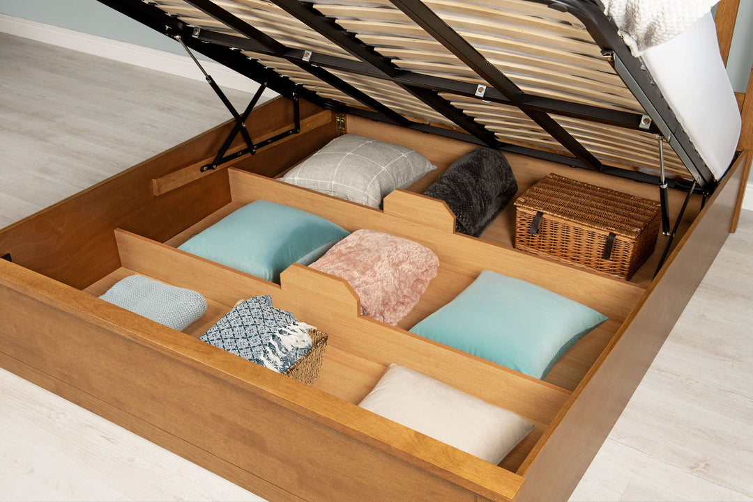 Chester Medium Oak Ottoman Storage Bed Frame - 6ft Super King - The Oak Bed Store