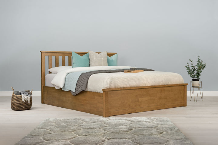 Chester Medium Oak Ottoman Storage Bed Frame - 6ft Super King - The Oak Bed Store