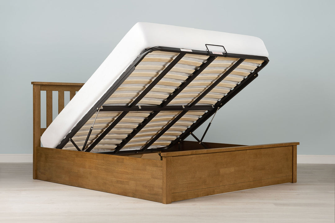 Chester Medium Oak Ottoman Storage Bed Frame - 6ft Super King - The Oak Bed Store