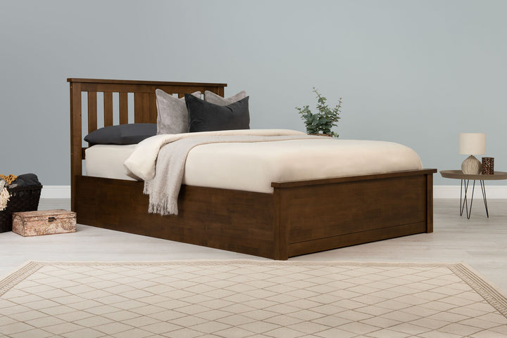 Chester Rustic Ottoman Storage Bed Frame - 4ft6 Double - The Oak Bed Store