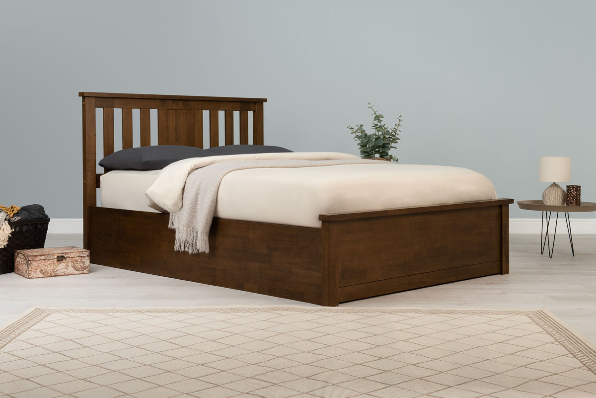 Chester Rustic Ottoman Storage Bed Frame - 5ft King Size - The Oak Bed Store