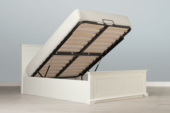 Chilgrove Bright White Ottoman Storage Bed Frame - 4ft Small Double - The Oak Bed Store