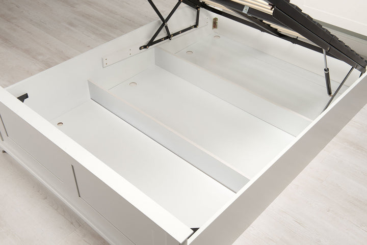 Chilgrove Bright White Ottoman Storage Bed Frame - 4ft Small Double - The Oak Bed Store