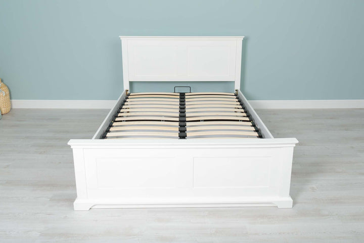 Chilgrove Bright White Ottoman Storage Bed Frame - 4ft Small Double - The Oak Bed Store