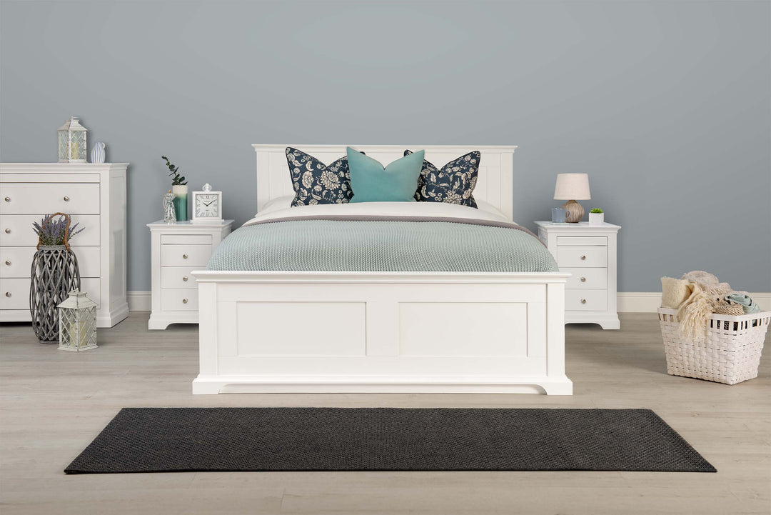 Chilgrove Bright White Ottoman Storage Bed Frame - 4ft Small Double - The Oak Bed Store
