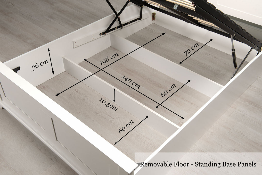 Chilgrove Bright White Ottoman Storage Bed Frame - 4ft Small Double - The Oak Bed Store