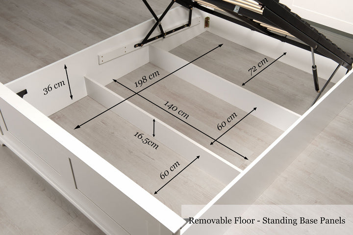 Chilgrove Bright White Ottoman Storage Bed Frame - 4ft Small Double - The Oak Bed Store