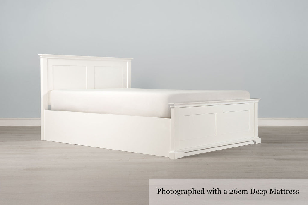 Chilgrove Bright White Ottoman Storage Bed Frame - 4ft Small Double - The Oak Bed Store